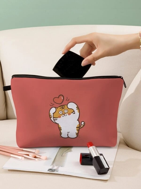 Cartoon Rabbit Pattern Zippered Makeup Bag