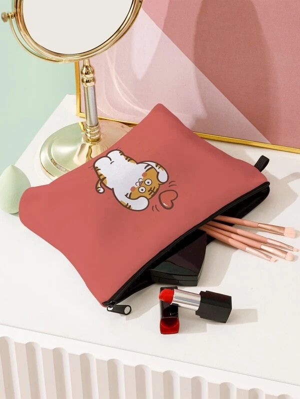 Cartoon Rabbit Pattern Zippered Makeup Bag