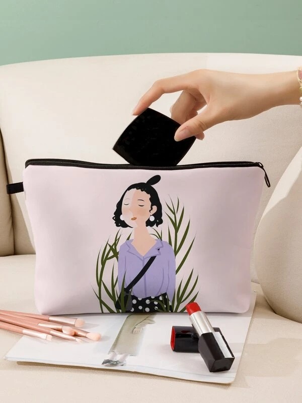 Cartoon Rabbit Pattern Zippered Makeup Bag