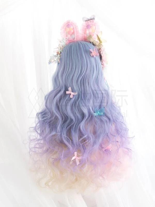 Colorful Long Curly Synthetic Wig With Bangs