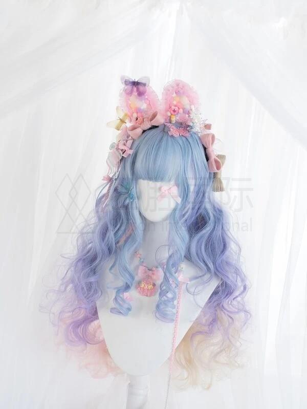 Colorful Long Curly Synthetic Wig With Bangs