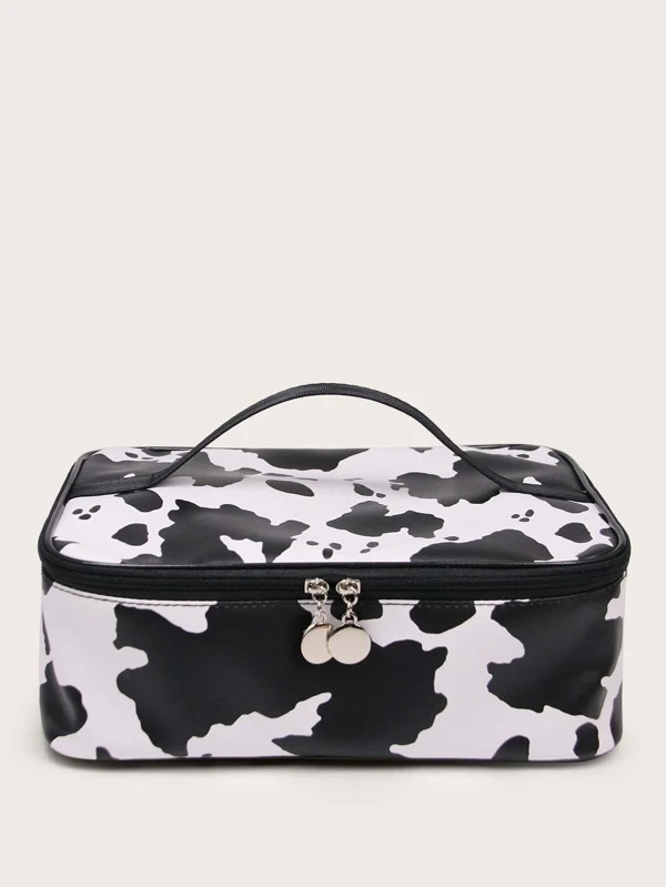 Cow Print Square Makeup Bag