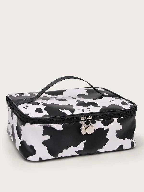 Cow Print Square Makeup Bag