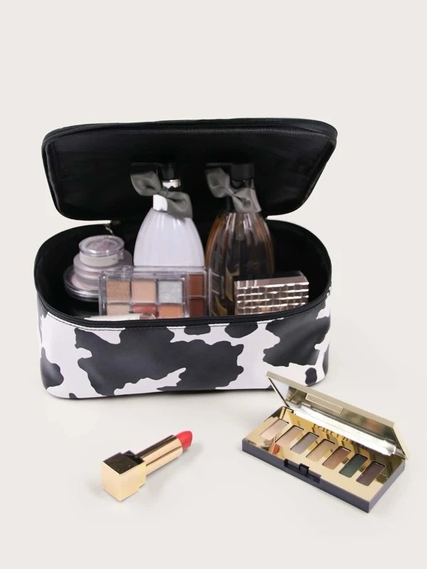 Cow Print Square Makeup Bag