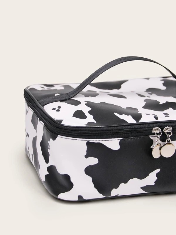 Cow Print Square Makeup Bag