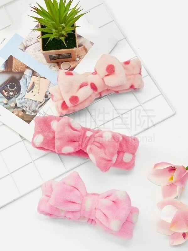 Dot Print Bow Decor Bath Headband 1pc