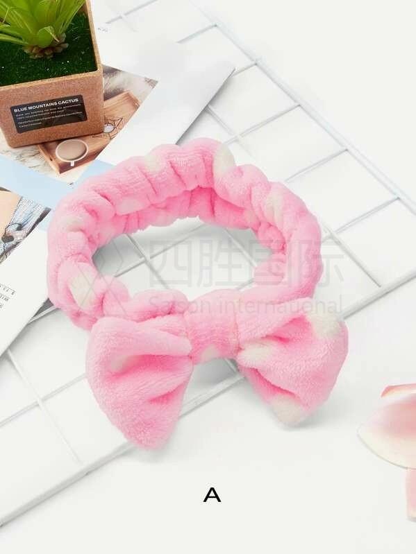 Dot Print Bow Decor Bath Headband 1pc