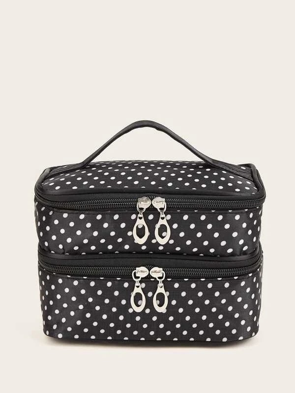 Double-layer Polka Dot Makeup Bag