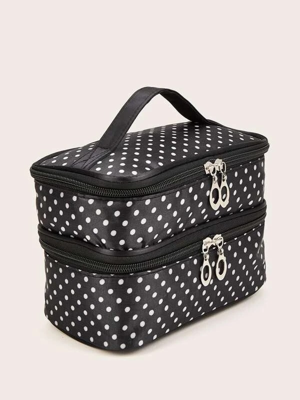 Double-layer Polka Dot Makeup Bag