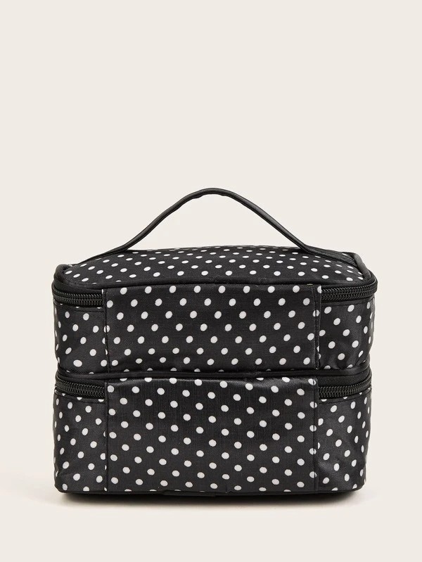 Double-layer Polka Dot Makeup Bag