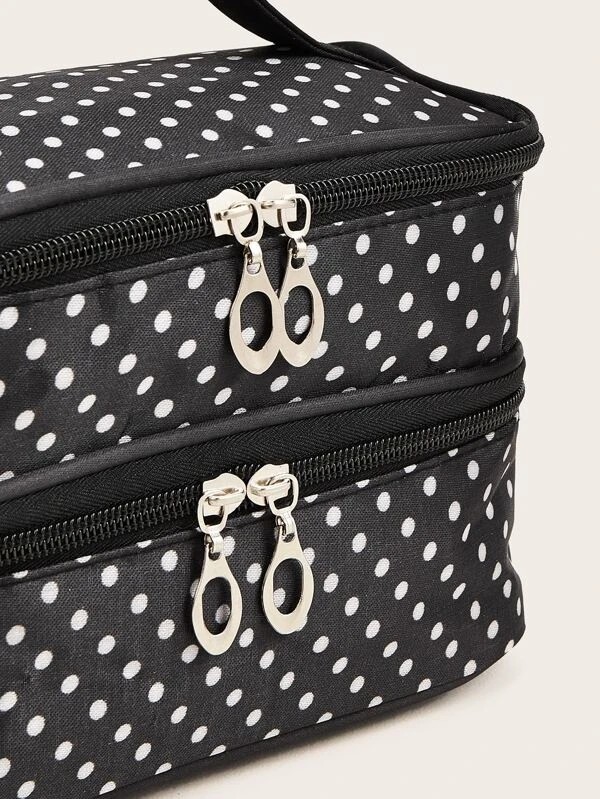 Double-layer Polka Dot Makeup Bag