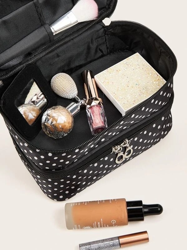 Double-layer Polka Dot Makeup Bag