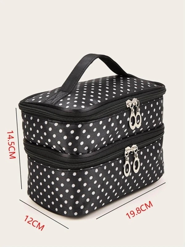 Double-layer Polka Dot Makeup Bag