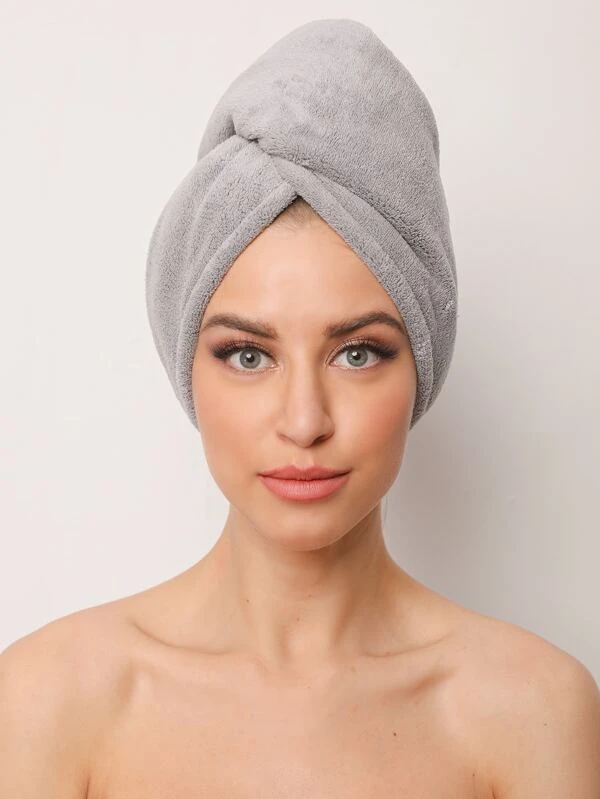 SHEIN  Quick Dry Microfiber Hair Turban Towel Coral Fleece