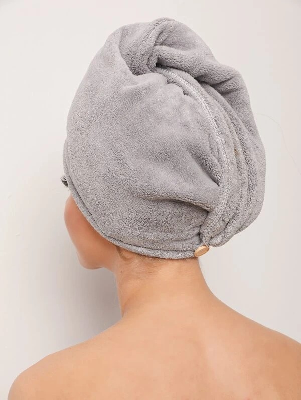 SHEIN  Quick Dry Microfiber Hair Turban Towel Coral Fleece