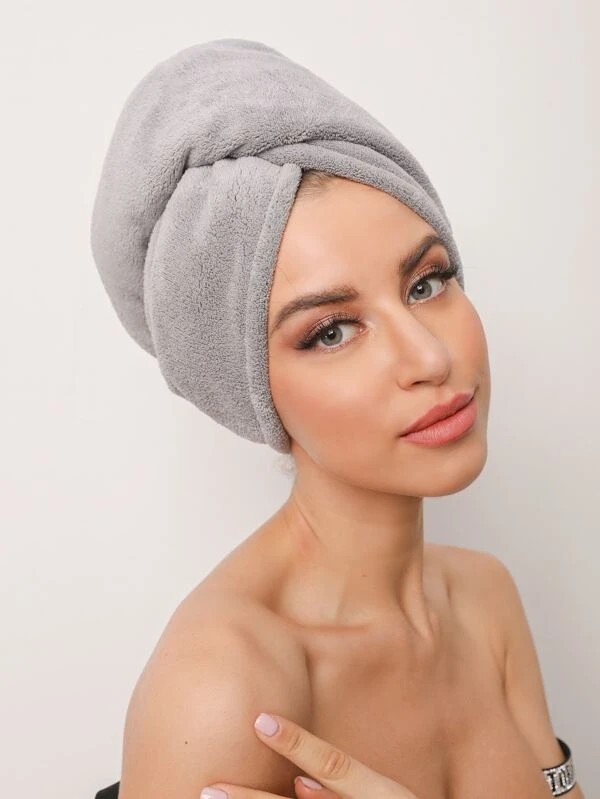 SHEIN  Quick Dry Microfiber Hair Turban Towel Coral Fleece