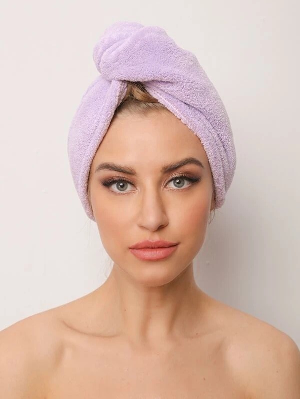 SHEIN  Quick Dry Microfiber Hair Turban Towel Coral Fleece