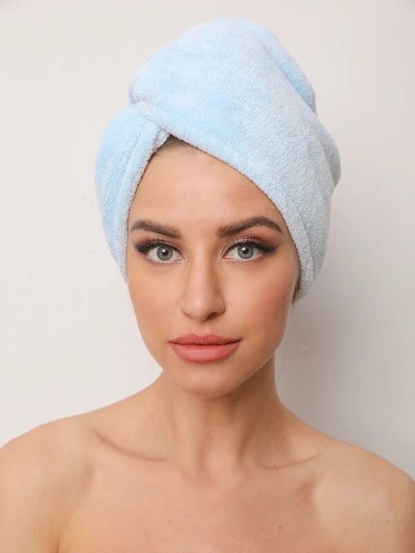 SHEIN  Quick Dry Microfiber Hair Turban Towel Coral Fleece