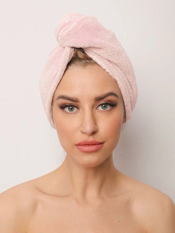 SHEIN  Quick Dry Microfiber Hair Turban Towel Coral Fleece