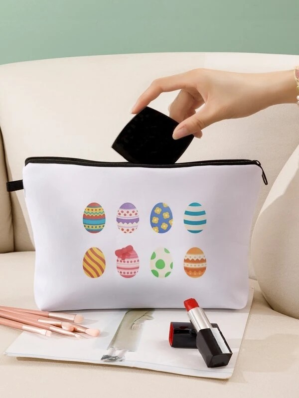 Easter Egg Pattern Zippered Makeup Bag