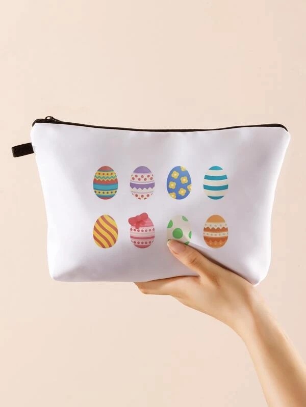 Easter Egg Pattern Zippered Makeup Bag