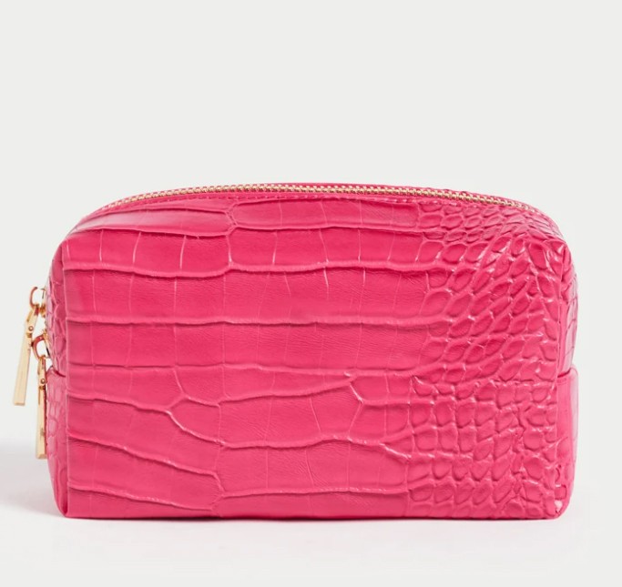 FUCHSIA CROC PU LARGE VANITY CASE