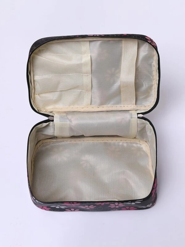 Floral Pattern Square Makeup Bag