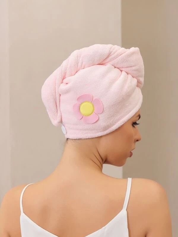 Flower Decor Hair Drying Towel