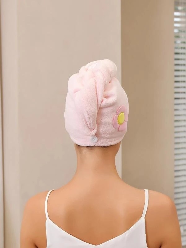 Flower Decor Hair Drying Towel