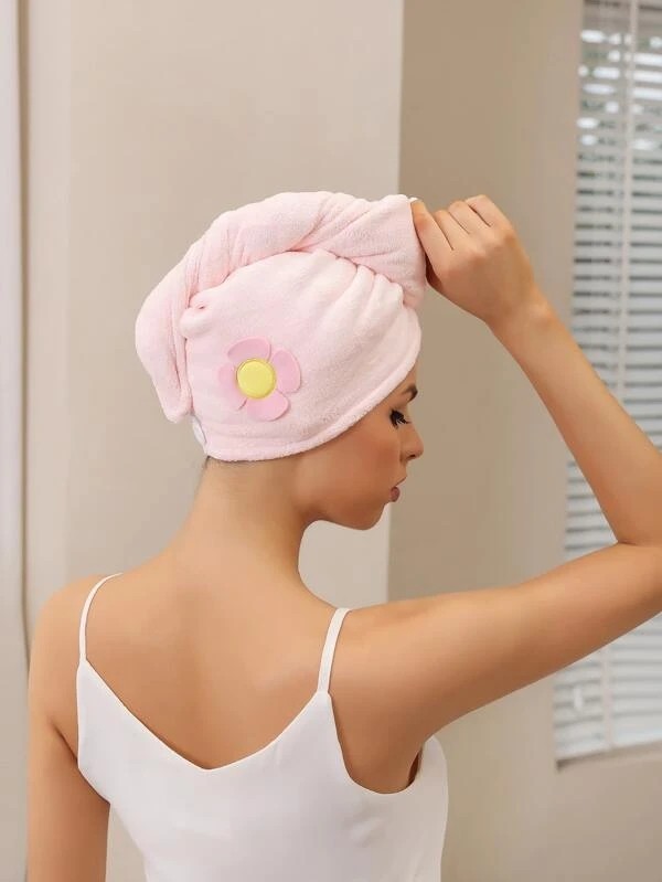 Flower Decor Hair Drying Towel