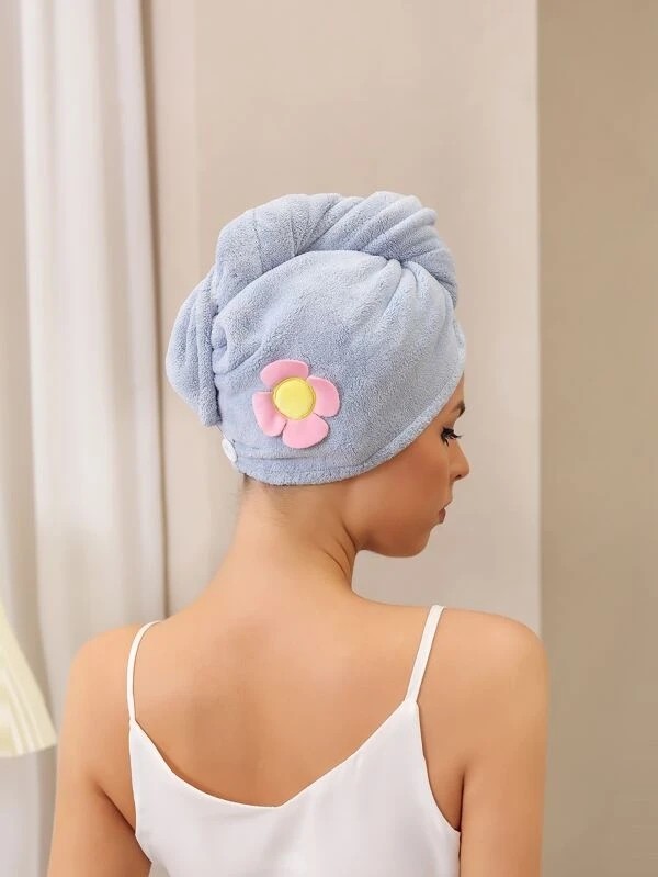 Flower Decor Hair Drying Towel