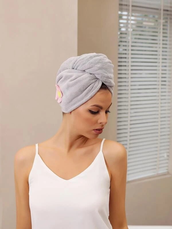 Flower Decor Hair Drying Towel