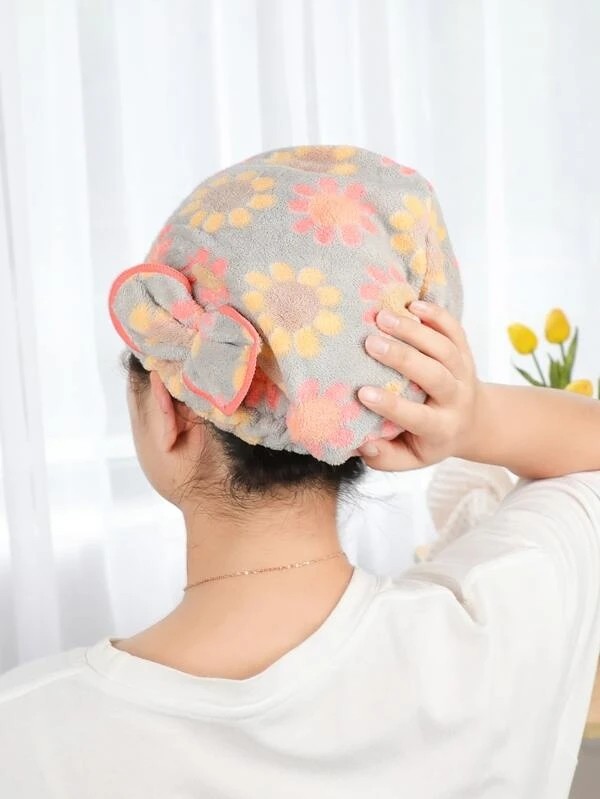 Flower Print Hair Drying towel