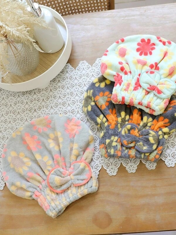 Flower Print Hair Drying towel