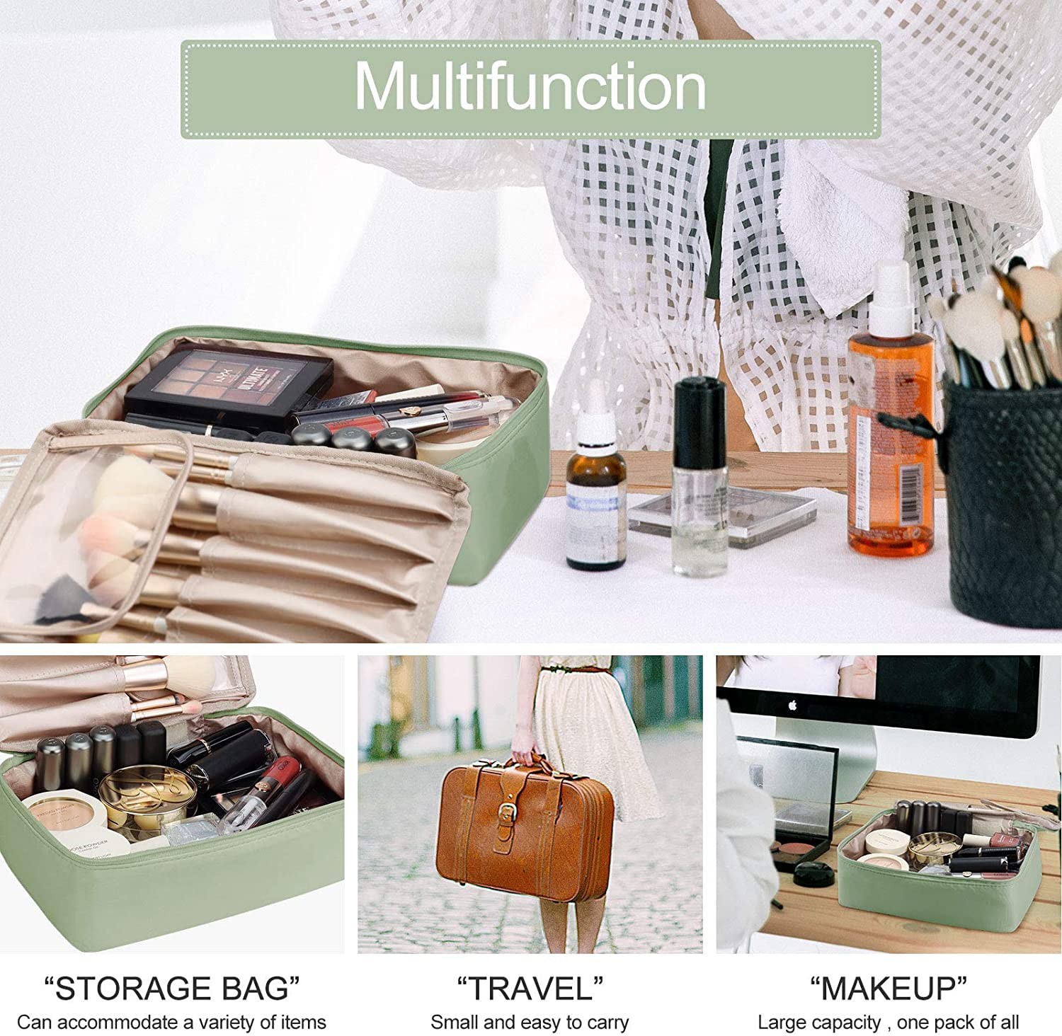 GREEN Peppermint reuse travel makeup bag