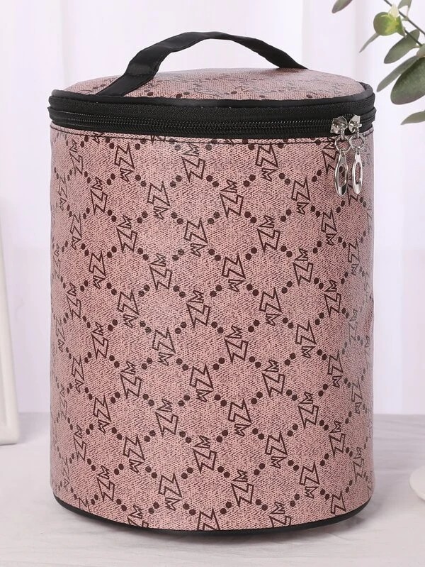 Graphic Cylinder Makeup Bag