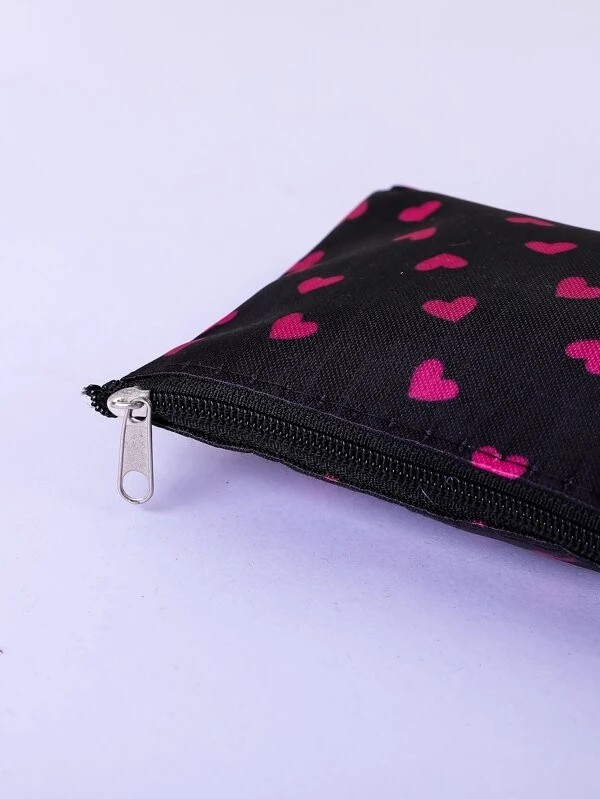 Heart Pattern Zipper Makeup Bag