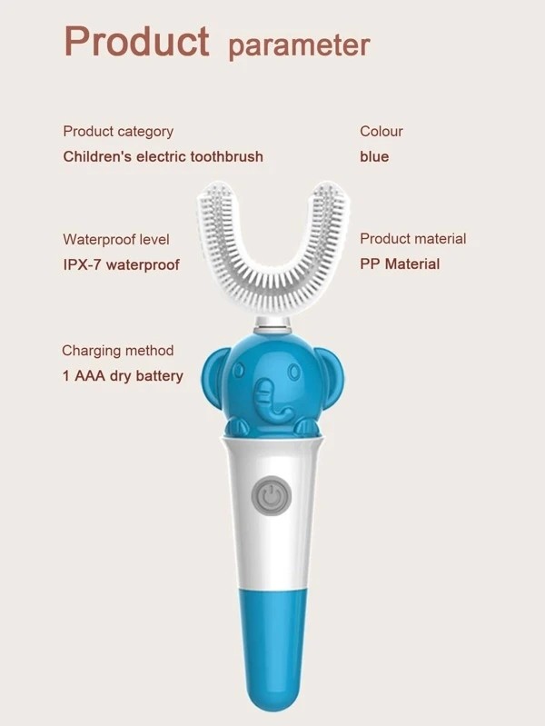 Kids Elephant Design U Shaped Electric Toothbrush