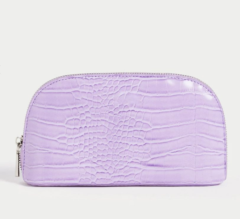 LILAC CROC PU MEDIUM DOME COSMETIC BAG