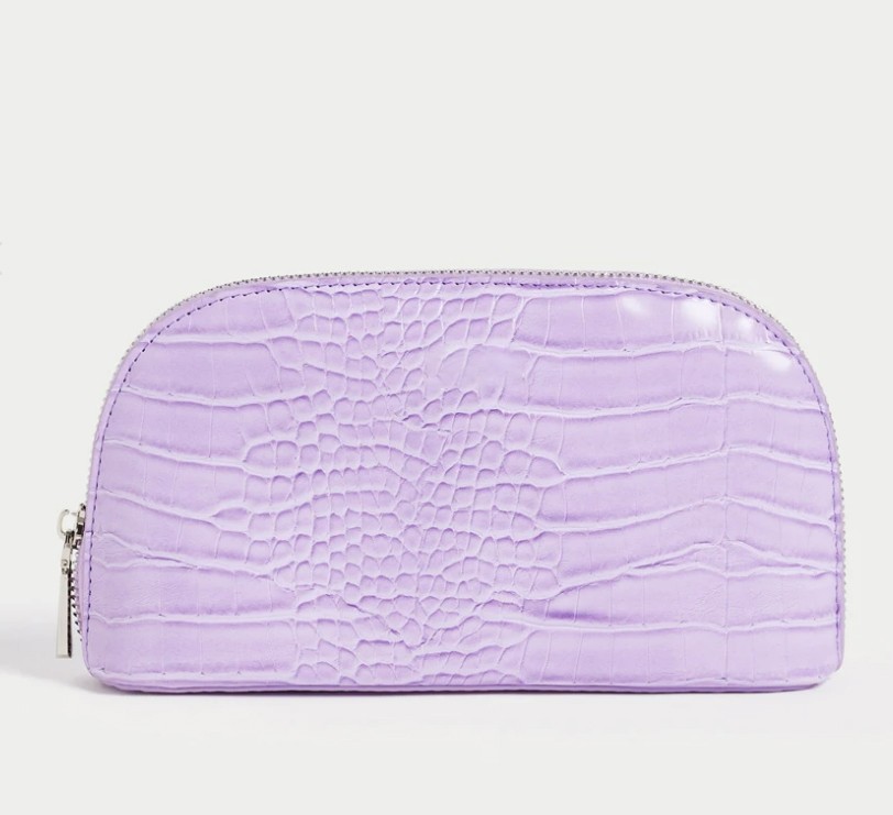 LILAC CROC PU MEDIUM DOME COSMETIC BAG