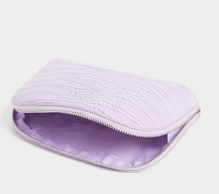 LILAC CROC PU MEDIUM DOME COSMETIC BAG