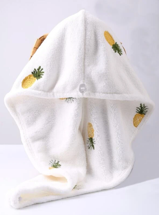 Lemon Embroidery Hair Drying Cap