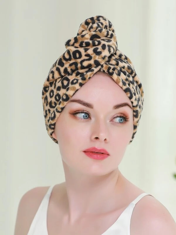  Leopard Hair Drying Cap