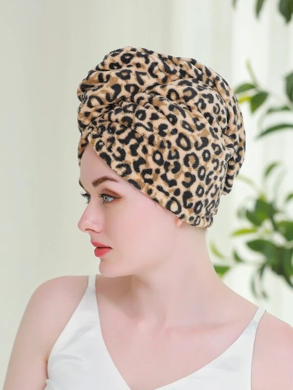  Leopard Hair Drying Cap