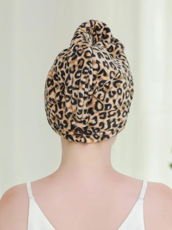  Leopard Hair Drying Cap