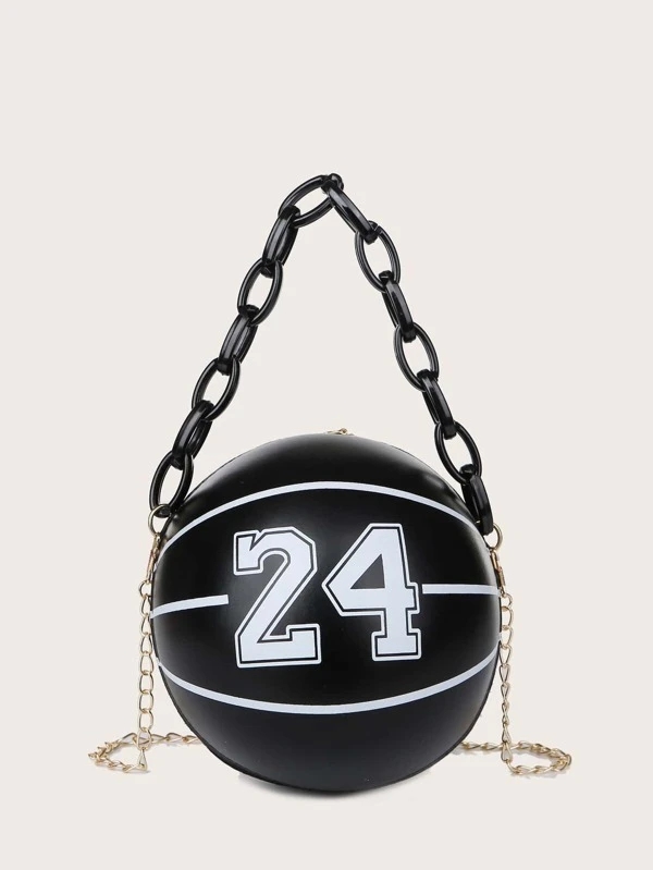 Letter Graphic Ball Design Satchel Bag