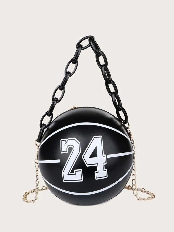 Letter Graphic Ball Design Satchel Bag