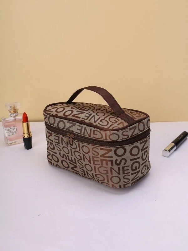 Letter Graphic Makeup Bag