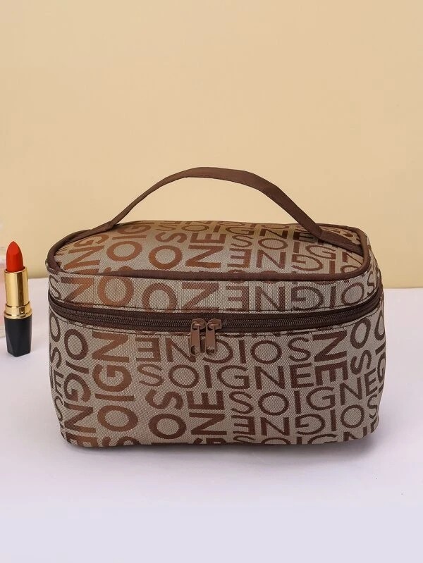 Letter Graphic Makeup Bag