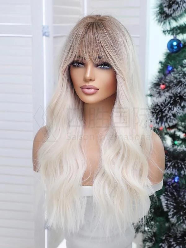 Long Curly Cosplay Synthetic Wig With Bangs